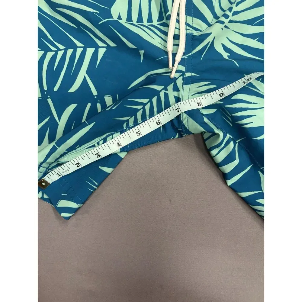 Tilly's Blue Crown Swim Shorts Mens Small Floral Retro Drawstring Blue Green